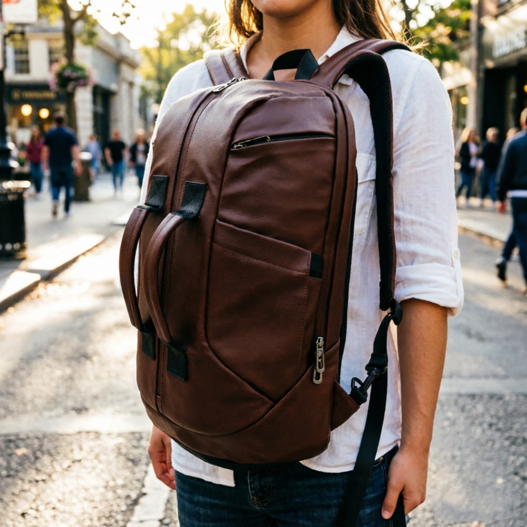 Multi Functional Convertible Apple Leather Sports Backpack for Gym And Travel